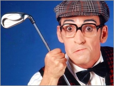 Parodie auf einen Golfspieler